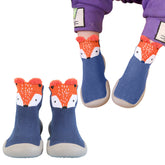 Soft and Stretchy Cotton Sock Shoes for Baby (Blue Fox)